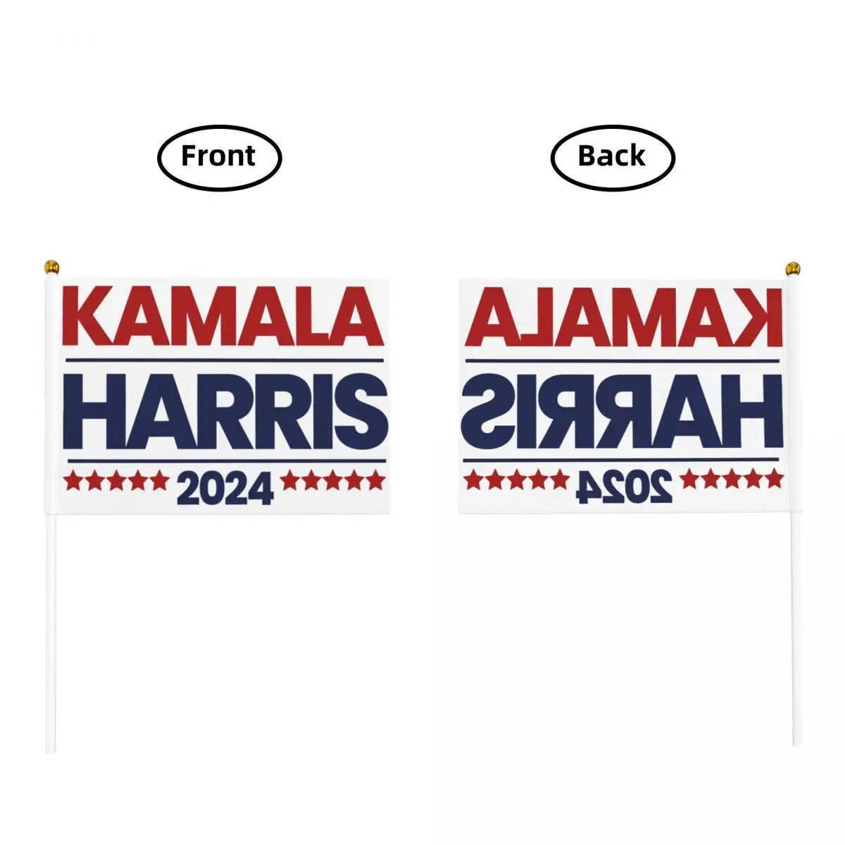 Small Kamala Harris 2024 Election Joe Biden Flags on Stick 5.5x8.3 inch 10 Pack Handheld Flags Golden Spear Top